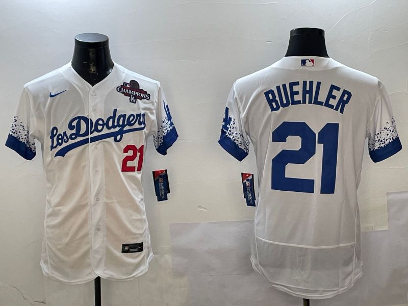 Men Los Angeles Dodgers #21 Buehler White City Edition Elite Nike 2025 MLB Jersey style 4->los angeles dodgers->MLB Jersey